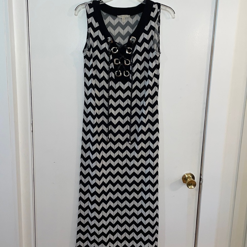 Haani Dress Maxi Sleeveless chevron Boho PS Lace up Neckline